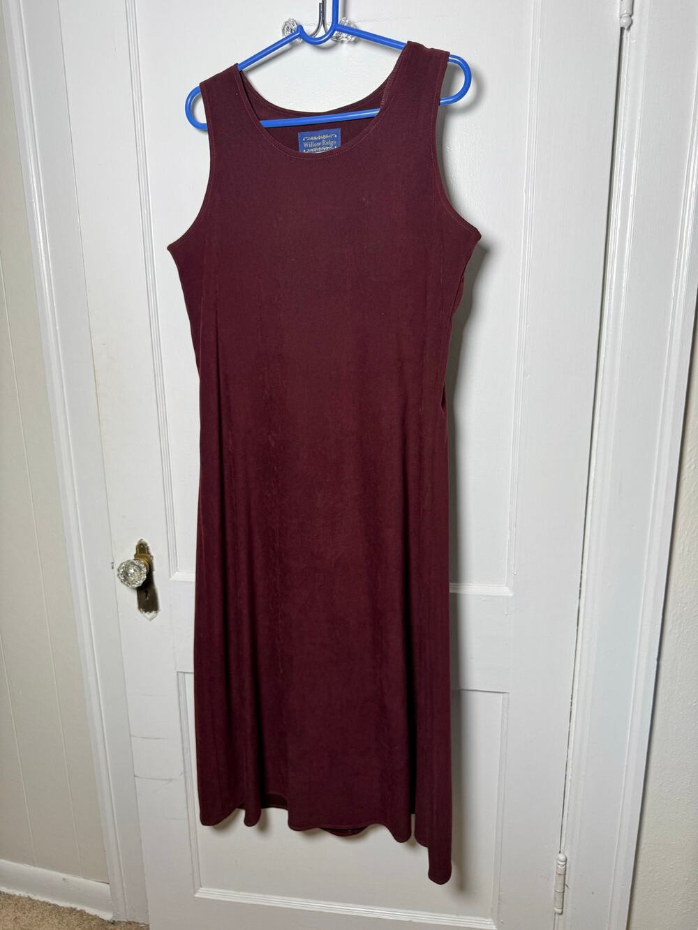 VTG Willow Ridge Red Maroon Faux Suede Sleeveless Midi Dress Cowgirl Western M